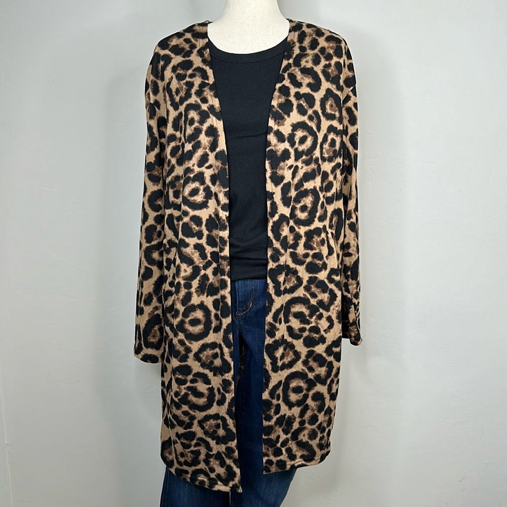 Ouges leopard Print Open Front Cardigan NWT